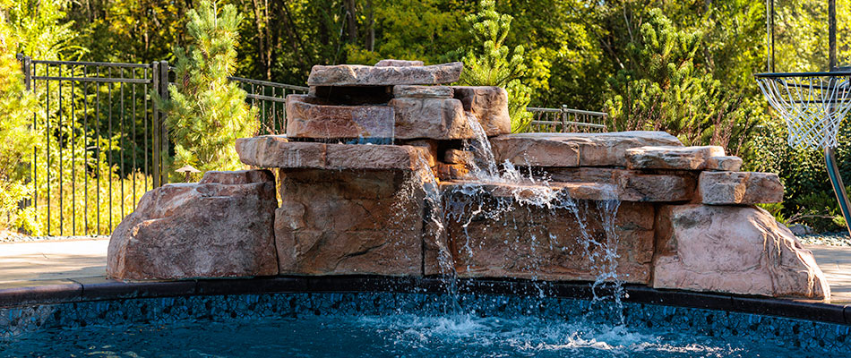 Double waterfall built for pool in Omaha, NE.