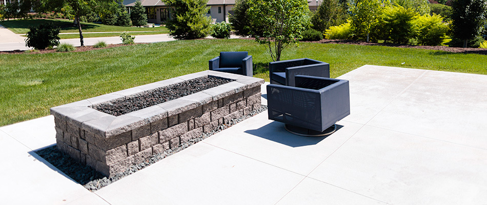 Fire pit installed over patio in Ashland, NE.