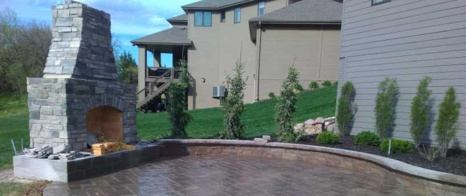 Fire place installed over patio in Gretna, NE.