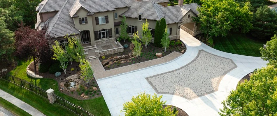 Luxury home with newly installed driveway in Waterloo, NE.