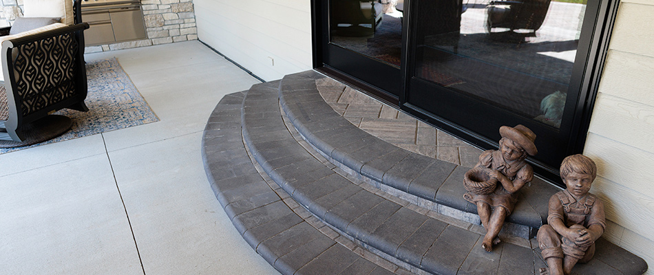 Outdoor steps built for custom patio project in Bennington, NE.
