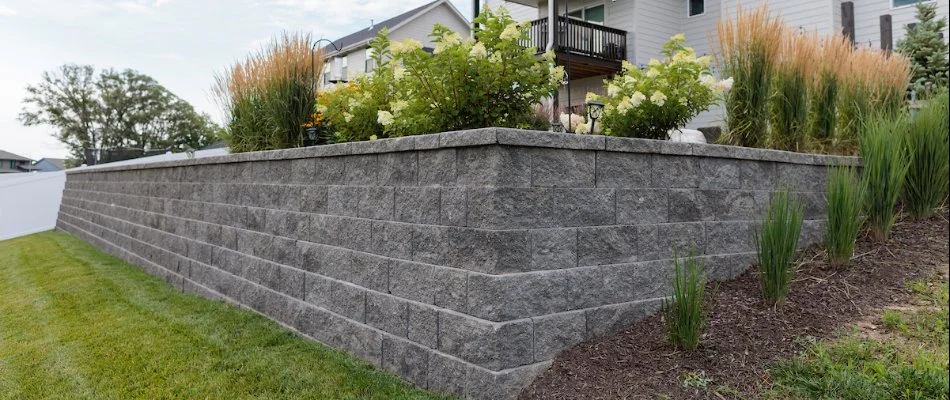 Retaining wall on a property in Gretna, NE.