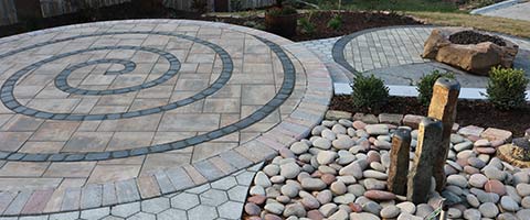 Spiral pattern on a patio installed at a home near Omaha, NE.